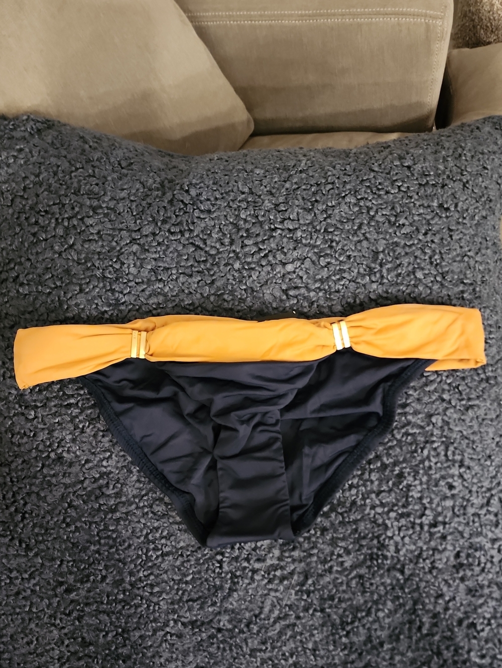 NEW! VIX PAULA HERMANNY Midnight Blue With Gold Accents Bikini Bottoms